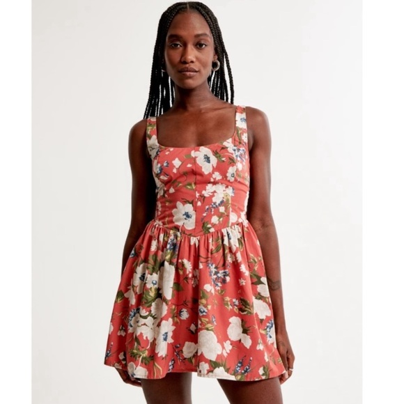 Abercrombie & Fitch Dresses & Skirts - Floral Sleeveless Romper Dress - Red Pink Abercrombie